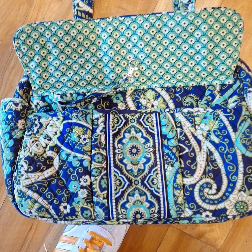 Vera Bradley Rhythm & Blues paisley floral print overnight tote / baby bag
